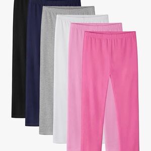 Kids Leggings Cotton Set - Pink, White, Gray, Black, and Blue
